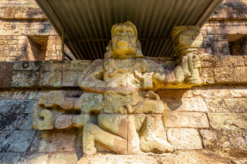 One of the sculptures in the Astronomical pyramid of Copan Ruinas. Honduras