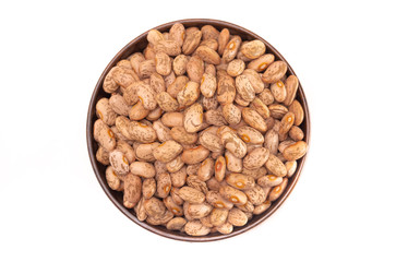 Bowl of Pinto Beans Isolated on a White Background