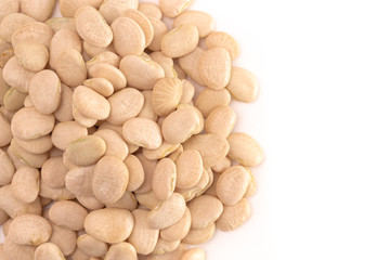 Pile of Baby Lima Beans or Butter Beans Isolated on a White Background