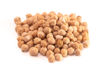 Pile of Dry Chickpeas Isolated on a White Background
