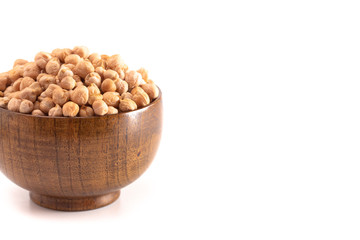 Bowl of Dry Chickpeas Isolated on a White Background