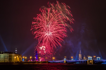 fireworks over river