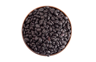 Bowl of Dry Black Beans Isolated on a White Background