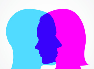 man and woman face touch vector illustration