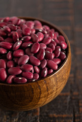 Bowl of Red Kidney Beans on a Rustic Wooden Table