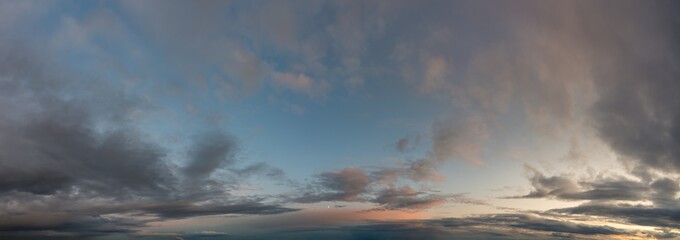 Obraz na płótnie Canvas Fantastic soft clouds against blue sky, natural composition - panorama