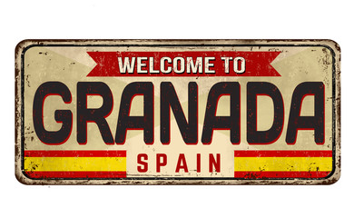 Welcome to Granada vintage rusty metal sign