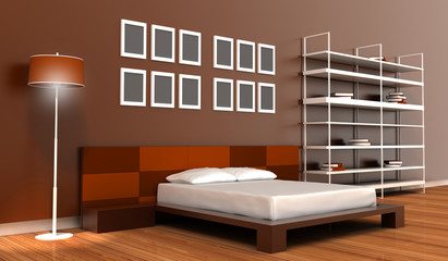 Bedroom home interiors, original 3d rendering and models