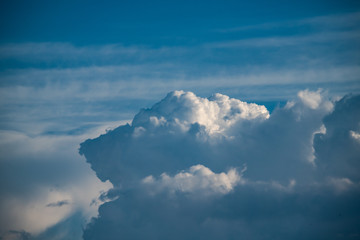 Nice clouds on blue evening sky abstract background  summer day 