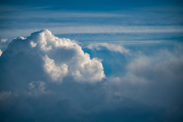 Nice clouds on blue evening sky abstract background  summer day 
