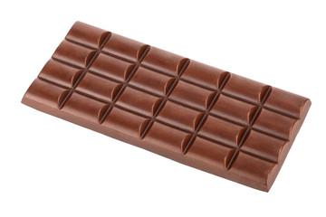 Milk chocolate bar isolated on white background from top view