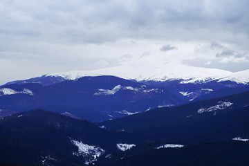 Naklejka na ściany i meble winter nature with snow covered mountains