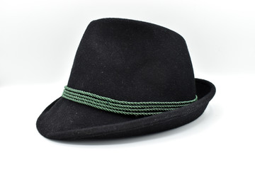 Traditional bavarian mens Oktoberfest hat isolated on white background