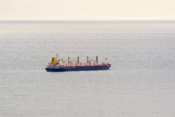 Empty container ship sailing through the Mediterranean Sea