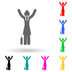 Fototapeta premium businesswoman, happy multi color style icon. Simple glyph, flat vector of business woman icons for ui and ux, website or mobile application