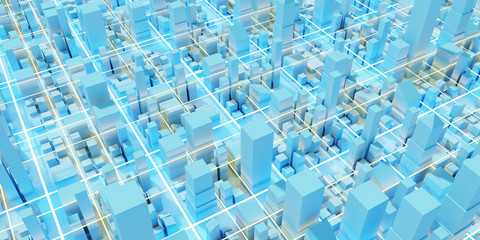 Techno mega city; urban and futuristic technology concepts, original 3d rendering