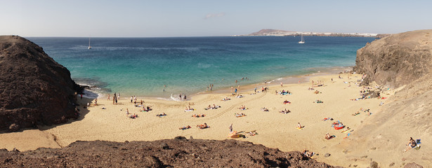 Papagayo Beach near Arrecife on the Canary Island Lanzarote in Spain.