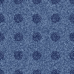 Polka dots background. Vector Denim seamless pattern. Blue jeans cloth.
