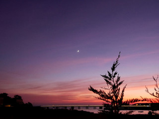 ciel mauve du soir a Pornichet en France