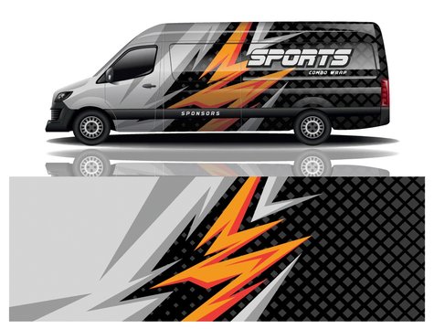 van car decal wrap design vector