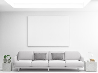 Mock up poster Scandinavian room design, poster for product presentation, 3d render, 3d illustration