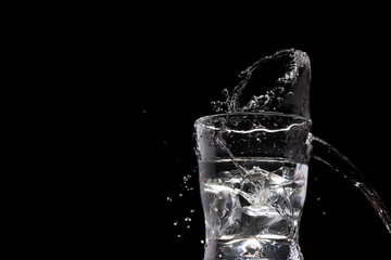 Water fontain on glas