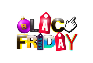 Black Friday sale poster design. Text with decorate elements. Vector illustration.
