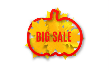 Autumn sale poster design. Text with decorate elements. Vector illustration.