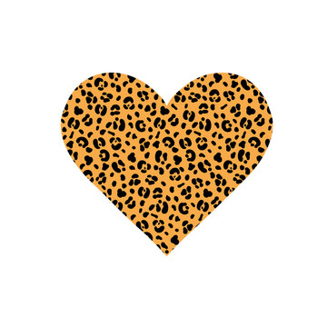 Heart with leopard print. Fashion print. Leopard skin in the shape of a heart. Vector illustration for card poster postcard sticker tee shirt.
