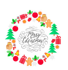 Christmas and New Year calligraphy lettering poster design. Vector illustration.