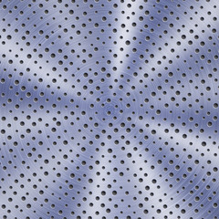 Abstract shiny metal background in blue color with circular brushed texture and round holes