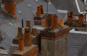 village rooftops and chimneys