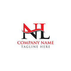 Initial Letter NL Logo Design With Red And Black Vector Template. Creative NL Letter Logo Design