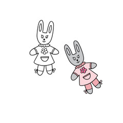 Children's hare, vector illustration. Bright isolated flat toy on a white background. For decorating books, children's rooms, postcards and other design.