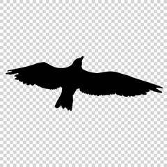 Detailed bird black silhouette isolated on transparent background. Bird icon. Flat style bird sign. Vector illustration