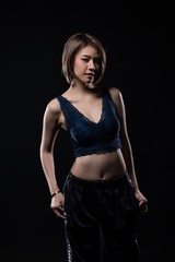 Fototapeta na wymiar Sexy asian girl model, woman body contour, beautiful sexy asian