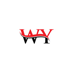Initial WY Letter Linked Logo. Creative Letter WY Logo Vector With Red and Black Color. WY Logo Design.