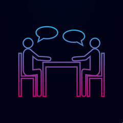 People sitting around the table talking line nolan icon. Simple thin line, outline vector of team work icons for ui and ux, website or mobile application