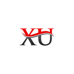 Initial XU Letter Linked Logo. Creative Letter XU Logo Vector With Red and Black Color. XU Logo Design.