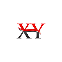 Initial XY Letter Linked Logo. Creative Letter XY Logo Vector With Red and Black Color. XY Logo Design.