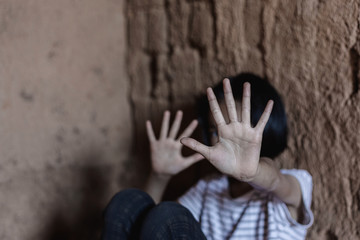 traumatized children concept. stop violence and abused children.
