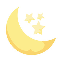 Isolated night moon and stars vector design