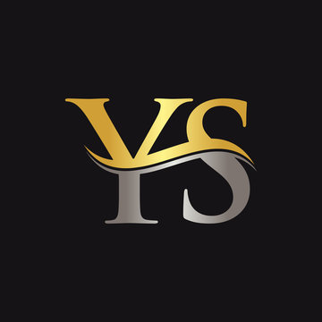 Initial Gold and Silver YS Letter Linked Logo with Black Background. Creative Letter YS Logo Design.