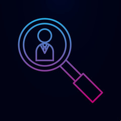 Magnifying glass looking for people nolan icon. Simple thin line, outline vector of team work icons for ui and ux, website or mobile application