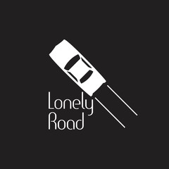 lonely car road symbol decoration vector