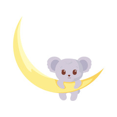 Cute koala cartoon with moon vector design