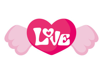 Isolated heart with wings vector design