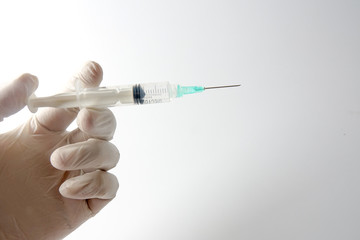 Medical concept with syringe for vaccination isolated on white.