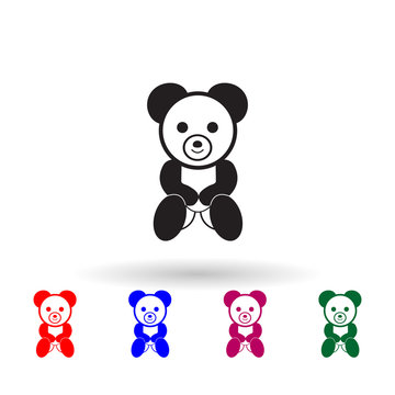 Teddy bear plush toy multi color icon. Simple glyph, flat vector of toys icons for ui and ux, website or mobile application