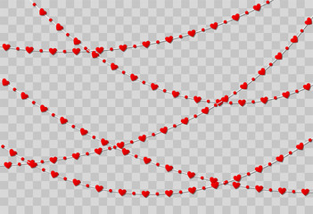 Red heart shape paper isolated on transparent background
